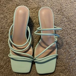 Mint green chunky heels